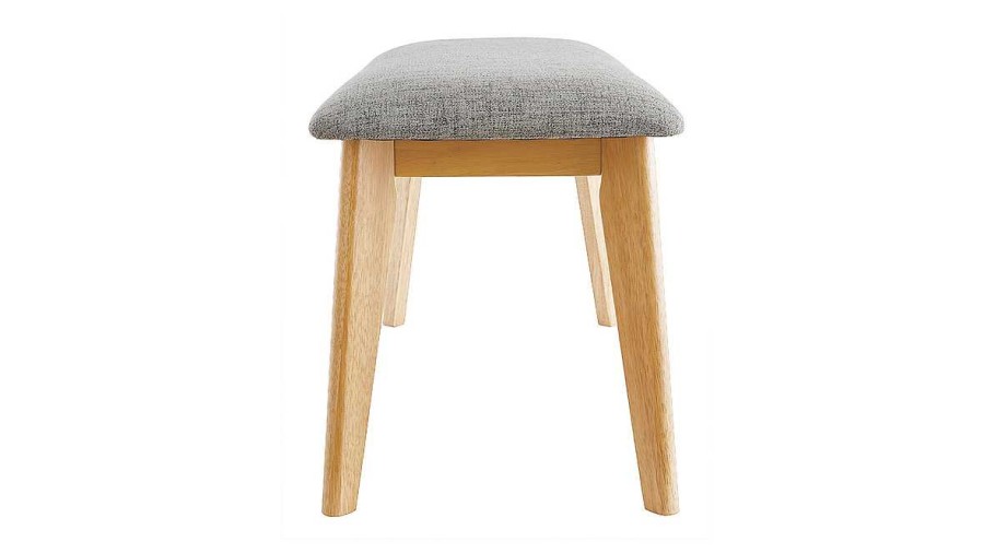 Chaise & Tabouret Miliboo Banc | Banc Scandinave En Tissu Gris Clair Et Bois Clair L92 Cm Elion