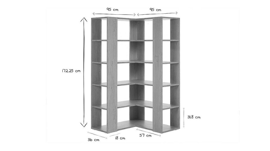 Bureau Miliboo | Biblioth Que Tag Re D'Angle Finition Bois Clair Ch Ne L95 Cm Musso