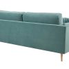 Canap & Fauteuil Miliboo Canap Design | Canap Scandinave 3 Places En Tissu Velours Bleu Glacier Et Bois Clair Vogue