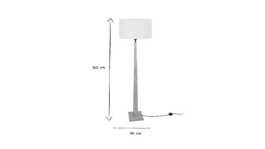 Luminaire Miliboo | Lampadaire Avec Abat-Jour En Tissu Cru Naturel Et Bois Clair Massif H162 Cm Nidra