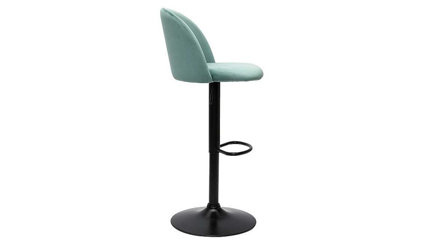 Chaise & Tabouret Miliboo Tabouret De Bar | Tabourets De Bar R Glables Velours Vert C Ladon Et M Tal Noir (Lot De 2) Celeste