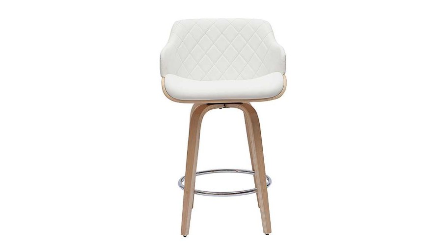 Chaise & Tabouret Miliboo Tabouret De Bar | Tabouret De Bar Design Blanc Et Bois Clair H65 Cm Lucien