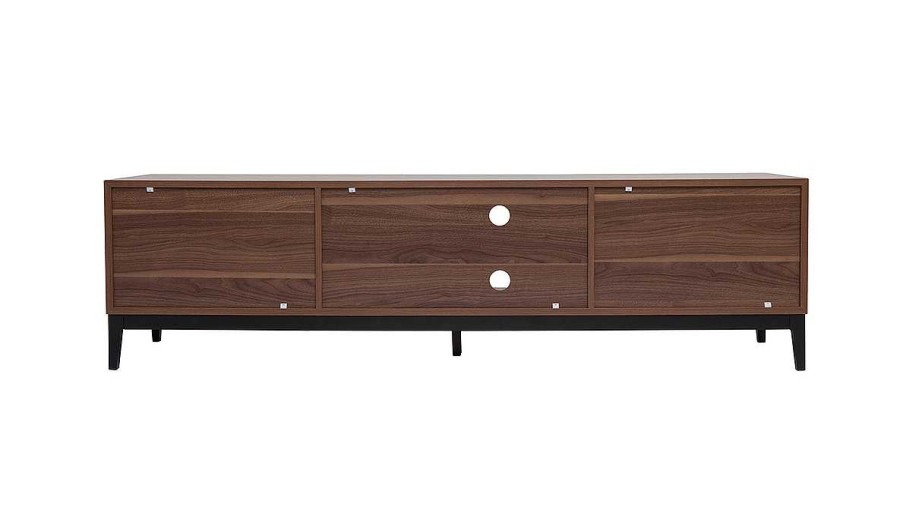 Rangement Miliboo Meuble Tv Design | Meuble Tv Vintage Finition Bois Fonc Noyer Et M Tal Noir Avec Rangements L180 Cm Sarto