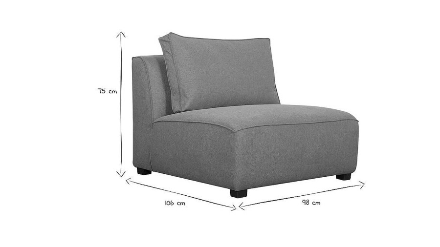 Canap & Fauteuil Miliboo Canap D'Angle | Chauffeuse 1 Place Design En Tissu Gris Clair Pluriel