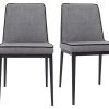 Chaise & Tabouret Miliboo Chaise Design | Chaises Design En Tissu Effet Velours Gris Et M Tal Noir (Lot De 2) London