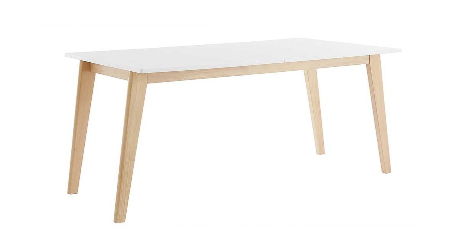 Table Miliboo Table Extensible | Table Extensible Rallonges Int Gr Es Rectangulaire Blanche Et Bois Clair L160-205 Cm Swad