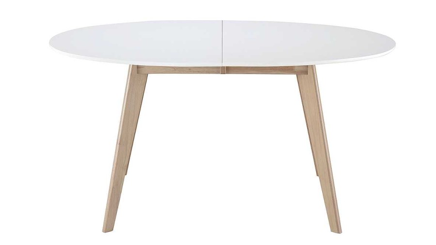 Table Miliboo Table Extensible | Table Manger Extensible Ovale Blanche Et Bois Clair L150-200 Cm Leena