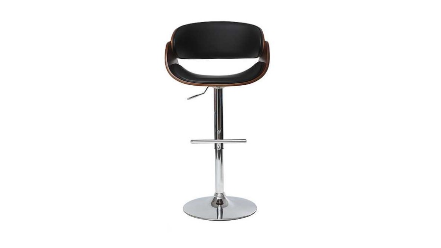 Chaise & Tabouret Miliboo Tabouret De Bar | Tabouret De Bar Design R Glable Noir Et Bois Fonc Bent