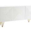 Rangement Miliboo | Buffet Design Blanc Et M Tal Dor 3 Portes L160 Cm Ozen