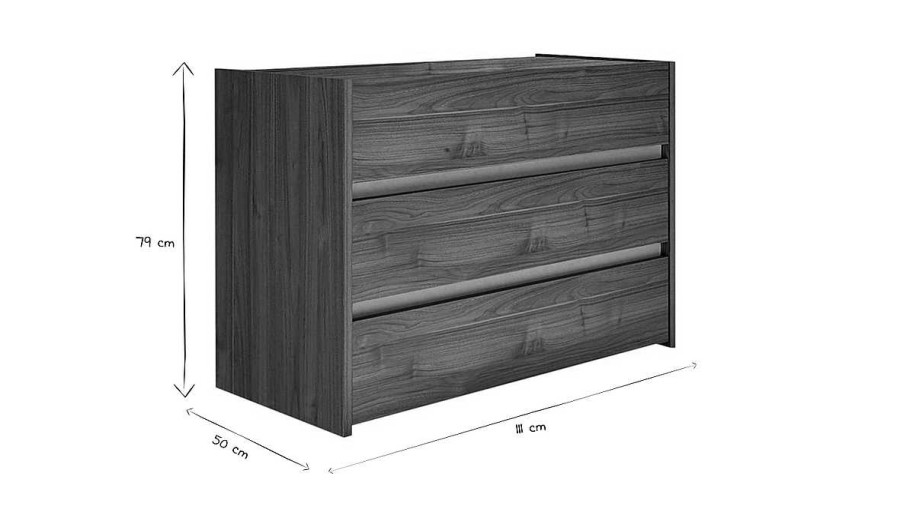 Rangement Miliboo | Commode Design Bois Fonc 3 Tiroirs L111 Cm Ode