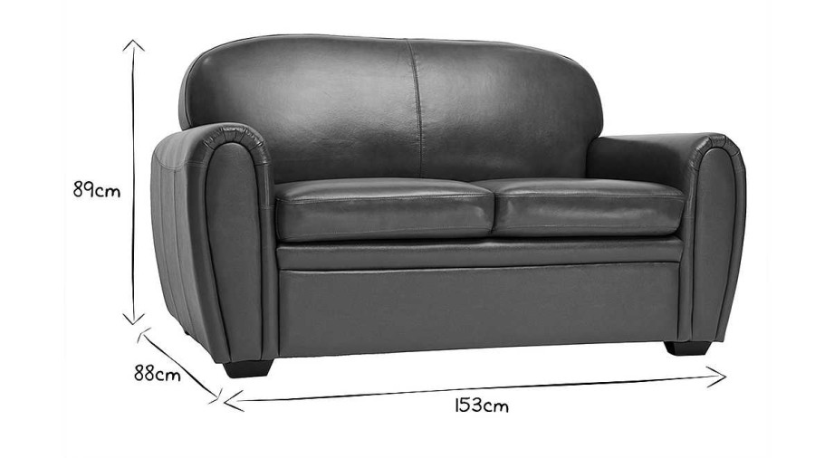 Canap & Fauteuil Miliboo Canap Cuir | Canap Cuir Vintage 2 Places Marron Et Bois Noir Club