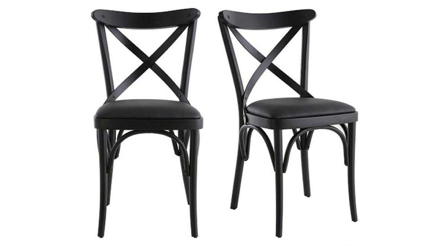 Chaise & Tabouret Miliboo Chaise Design | Chaises Bistrot En Bois Noir (Lot De 2) Marcel