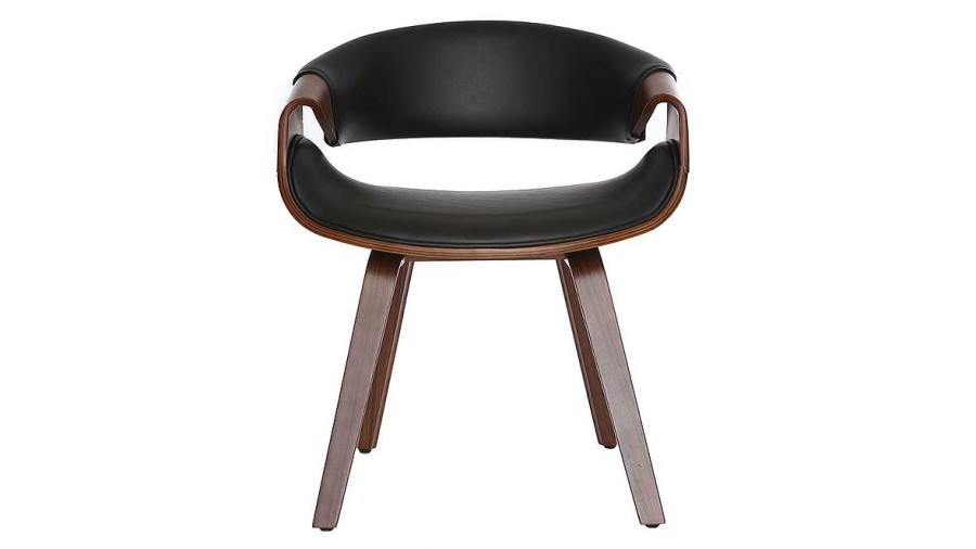 Canap & Fauteuil Miliboo Fauteuil Design | Fauteuil Design Noir Et Bois Fonc Noyer Aramis