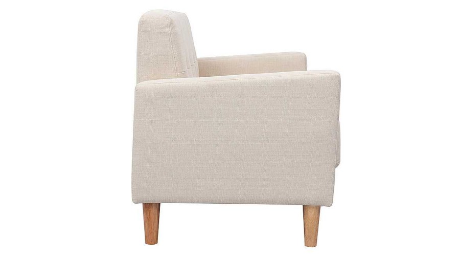 Canap & Fauteuil Miliboo Canap Design | Canap Scandinave 2 Places En Tissu Beige Et Bois Clair Moon