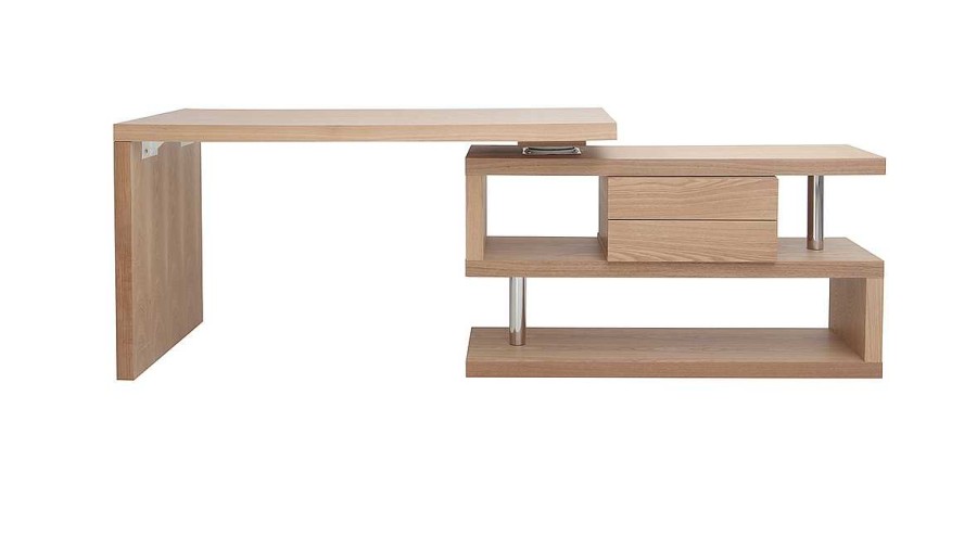 Bureau Miliboo Bureau Design | Bureau Modulable Design Avec Rangements 2 Tiroirs Bois Clair L140-218 Cm Max