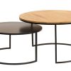 Table Miliboo | Tables Basses Gigognes Rondes Bois Manguier Massif Et M Tal Noir (Lot De 2) Tahl