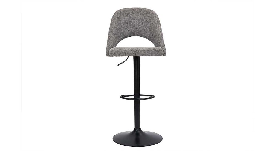 Chaise & Tabouret Miliboo Tabouret De Bar | Tabourets De Bar Relevables Tissu Effet Velours Textur Gris Et M Tal Noir (Lot De 2) Cosette