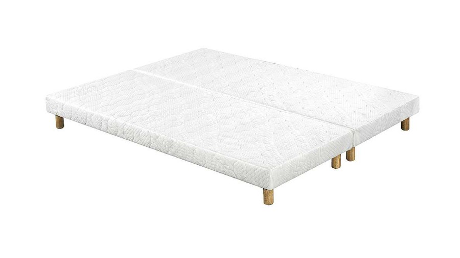 Chambre Miliboo | Sommiers Tapissiers Tissu Blanc Pieds Bois 90 X 200 Cm (Lot De 2) Jami