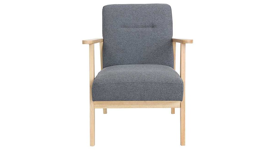 Canap & Fauteuil Miliboo Fauteuil Design | Fauteuil Scandinave En Tissu Gris Et Bois Clair Abyss