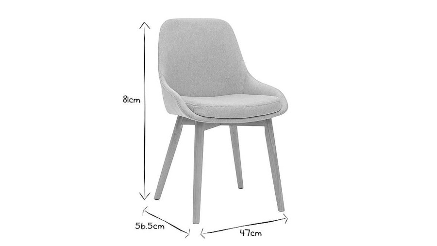 Chaise & Tabouret Miliboo Chaise Design | Chaises Scandinaves En Tissu Gris Clair Et Bois Clair Massif (Lot De 2) Holo