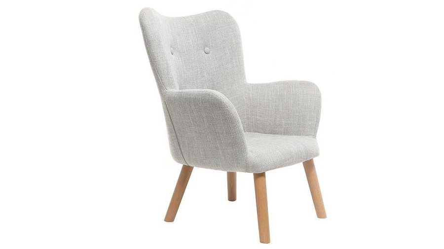 Enfant Miliboo | Fauteuil Enfant Scandinave En Tissu Gris Polaire Et Bois Clair Baby Bristol