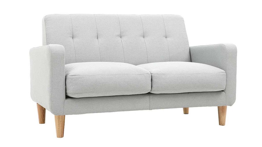 Canap & Fauteuil Miliboo Canap Design | Canap Scandinave 2 Places En Tissu Gris Clair Et Bois Clair Luna