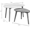 Table Miliboo | Tables Basses Gigognes Marbre Blanc Et Bois Manguier Massif (Lot De 2) Evy