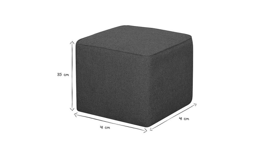 Canap & Fauteuil Miliboo | Pouf Design Carr En Tissu Kaki Pave