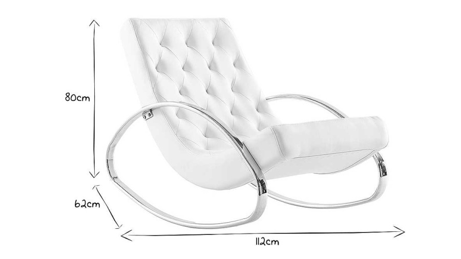 Canap & Fauteuil Miliboo Rocking Chair | Rocking Chair Design Blanc Et Acier Chrom Chesty