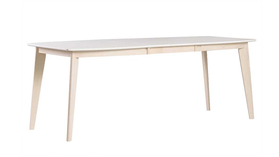 Table Miliboo Table Extensible | Table Manger Extensible Scandinave Blanc Et Bois Clair L150-200 Cm Leena