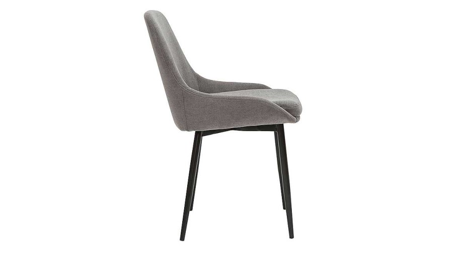 Chaise & Tabouret Miliboo Chaise Design | Chaises Design En Tissu Effet Velours Gris Et M Tal Noir (Lot De 2) Holo