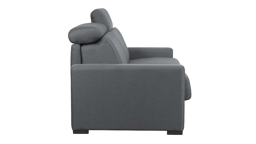 Canap & Fauteuil Miliboo Canap Convertible | Canap Convertible Avec T Ti Res Ajustables 3 Places En Tissu Gris Anthracite Avec Matelas 18 Cm Noro