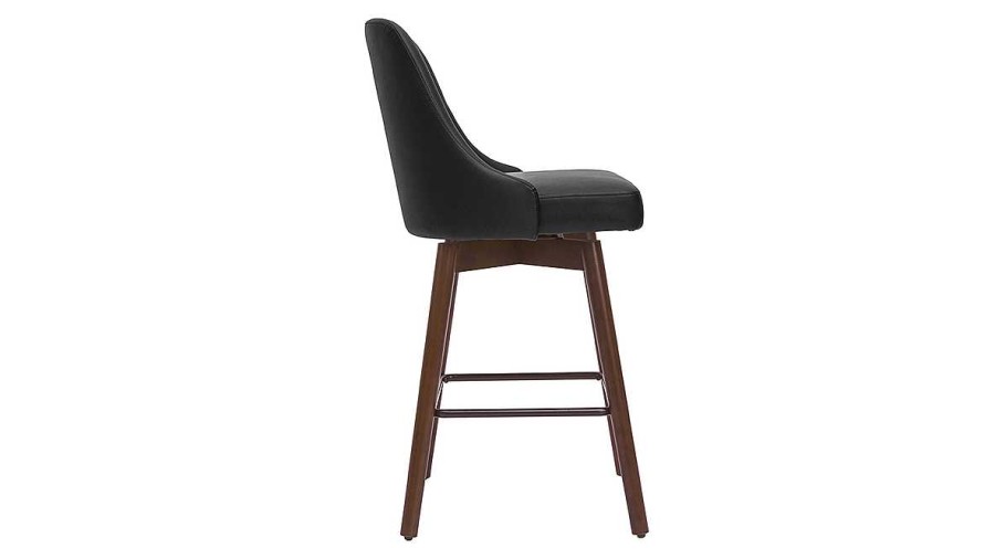 Chaise & Tabouret Miliboo Tabouret De Bar | Tabourets De Bar Design Noir Et Noyer H65 (Lot De 2) Hasta