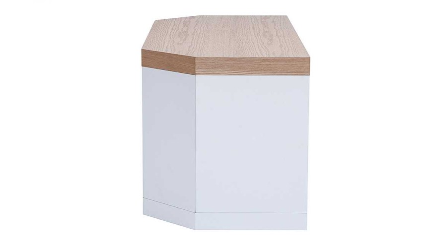 Rangement Miliboo Meuble Tv Design | Meuble Tv D'Angle Blanc Et Bois Clair Ch Ne L100 Cm Max