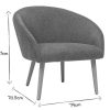 Canap & Fauteuil Miliboo Fauteuil Design | Fauteuil Scandinave En Tissu Effet Velours Textur Gris Et Bois Clair Olivia