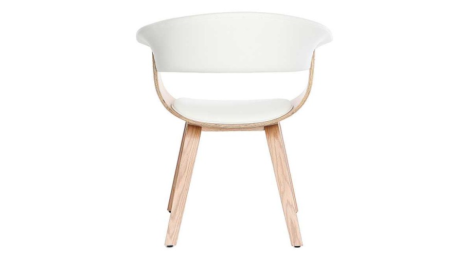 Canap & Fauteuil Miliboo Fauteuil Design | Chaise Scandinave Blanc Et Bois Clair Oktav