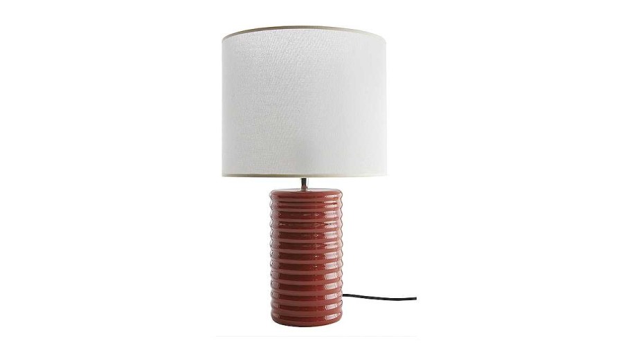 Luminaire Miliboo | Lampe Poser En C Ramique Maill E Terracotta Et Abat-Jour Cru H53 Cm Berro