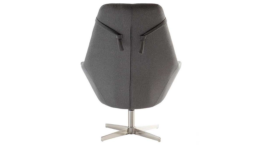 Canap & Fauteuil Miliboo Fauteuil Design | Fauteuil Pivotant Design En Tissu Gris Fonc Et Acier Chrom Amadeo