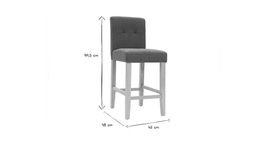 Chaise & Tabouret Miliboo Tabouret De Bar | Tabourets De Bar Capitonn S Gris Fonc Et Bois H66 Cm (Lot De 2) Ester