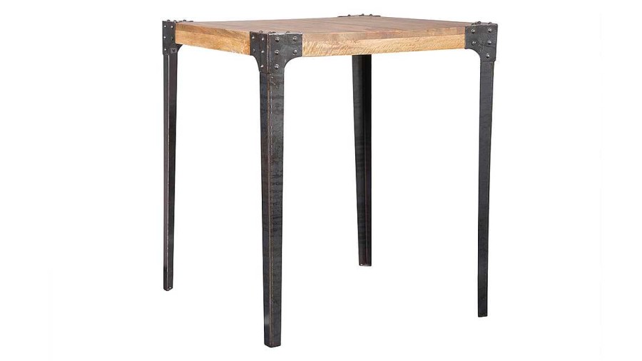 Table Miliboo | Table Haute Industrielle Carr E En Bois Manguier Massif Et M Tal L88 Cm Madison