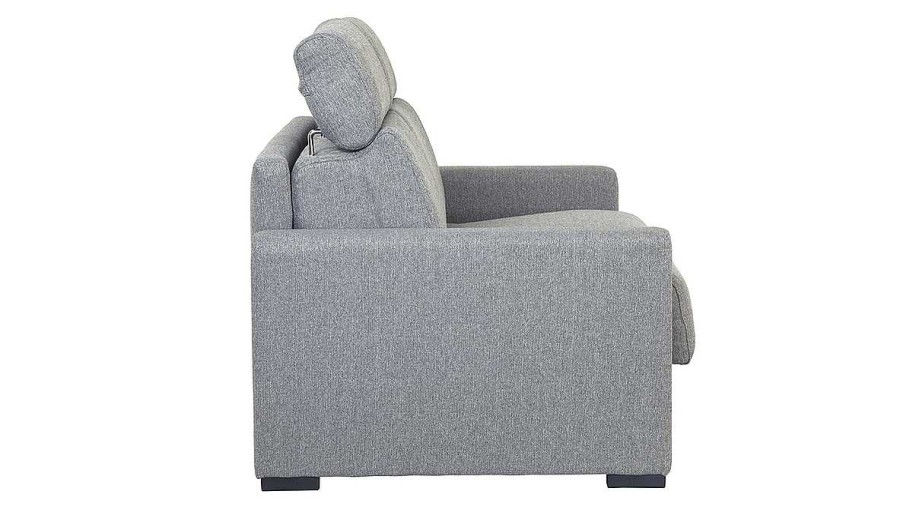 Canap & Fauteuil Miliboo Canap Convertible | Canap Convertible Avec T Ti Res Ajustables 3 Places En Tissu Gris Clair Avec Matelas 18 Cm Noro