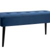 Rangement Miliboo | Banc Design Capitonn En Tissu Velours Bleu Nuit Et M Tal Noir L95 Cm Guesta