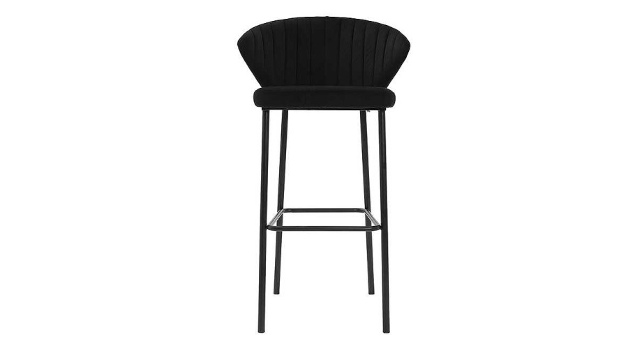 Chaise & Tabouret Miliboo Tabouret De Bar | Tabouret De Bar Design Velours Noir H78 Cm Dally