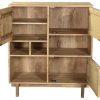 Rangement Miliboo | Buffet Haut Design En Bois Manguier Massif Et Laiton Dor 3 Portes L90 Cm Zaika