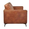 Canap & Fauteuil Miliboo Canap Cuir | Canap Vintage 2-3 Places Cuir Marron Cognac Aspect Vieilli Et M Tal Noir Sonny