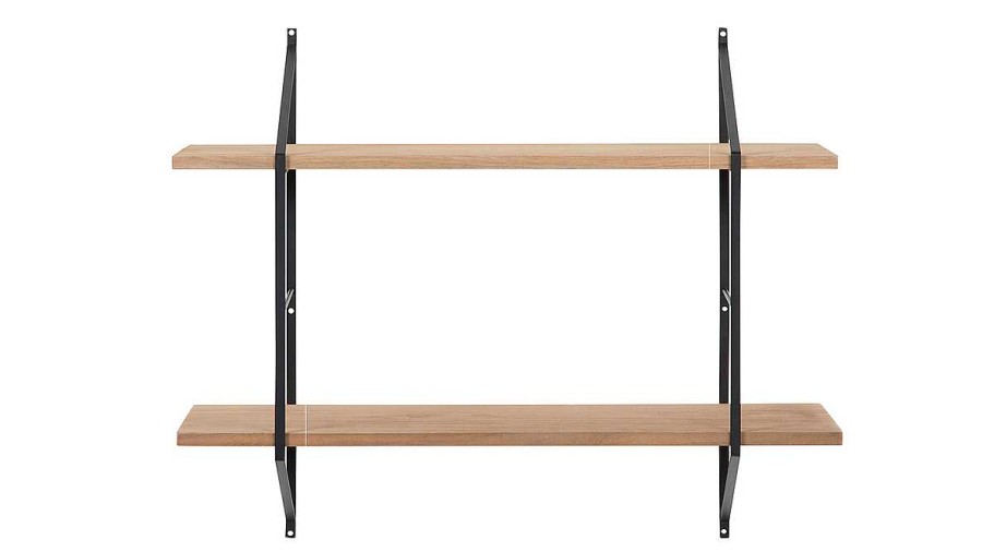 D Co Miliboo | Tag Re Murale Design En Bois Massif Et M Tal Noir L76 Cm Bridge