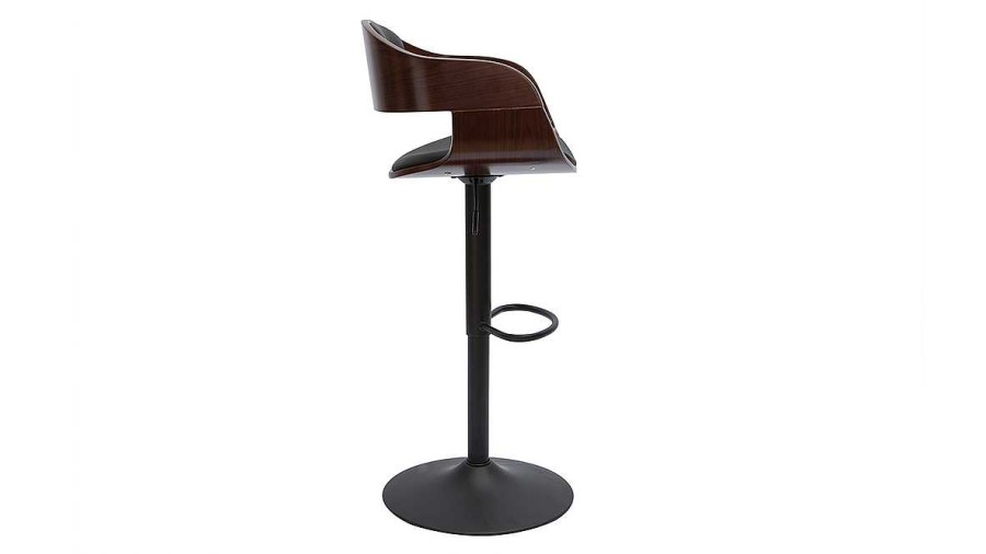 Chaise & Tabouret Miliboo Tabouret De Bar | Tabouret De Bar Design R Glable Noir Et Bois Fonc Eustache