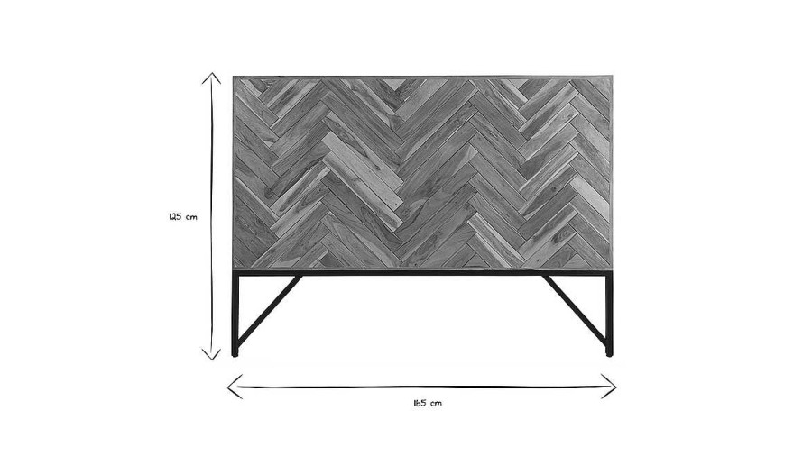 Chambre Miliboo | T Te De Lit Motifs Chevrons En Bois Massif Et M Tal Noir L165 Cm Stick