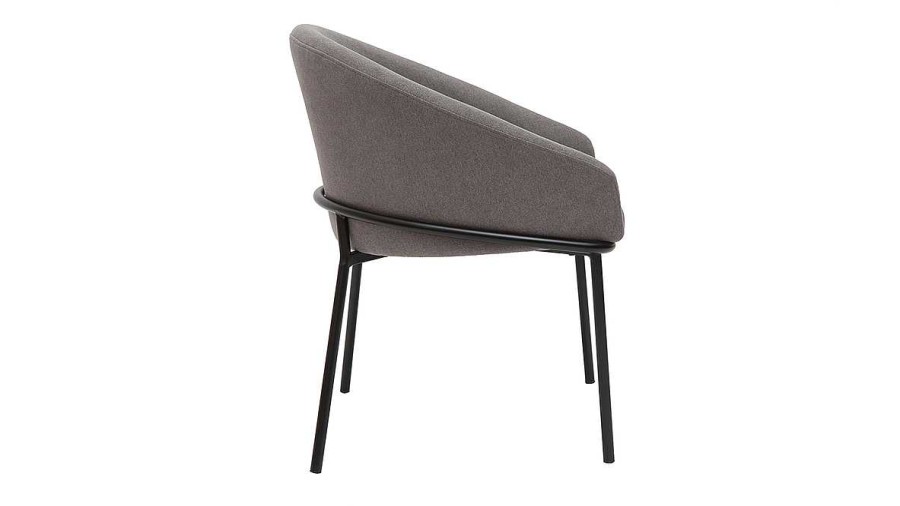 Chaise & Tabouret Miliboo Chaise Design | Chaise Design En Tissu Effet Velours Gris Et M Tal Noir Jenna