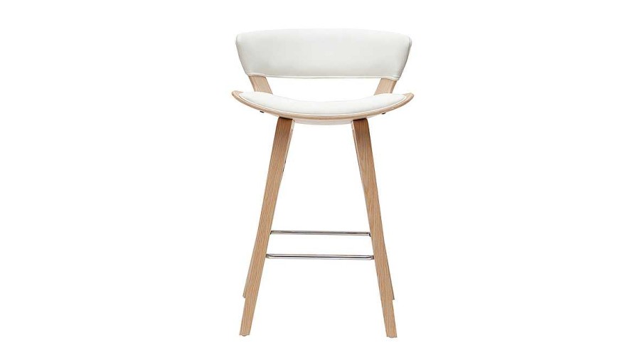 Chaise & Tabouret Miliboo Tabouret De Bar | Tabouret De Bar Design Blanc Et Bois Clair H65 Cm Syrah